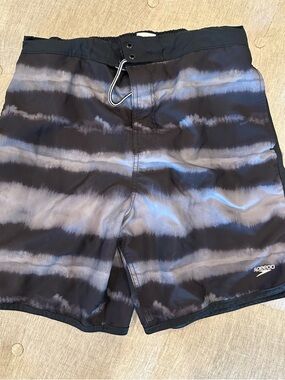 Speedo Men’s Black and Gray Tie-Dye Swim Shorts